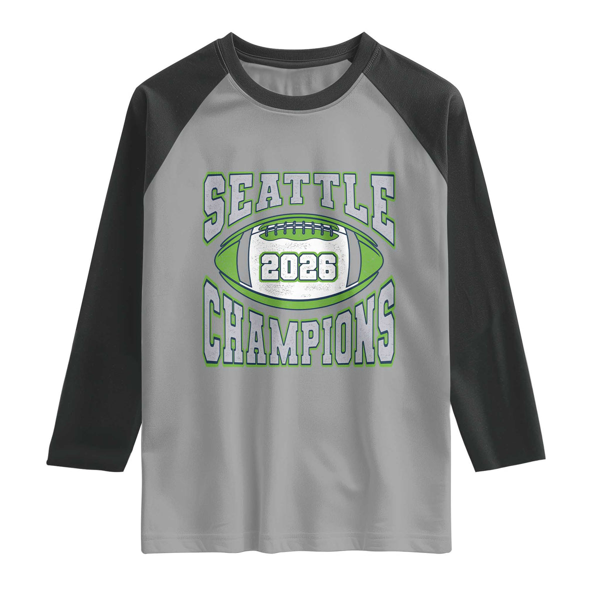 2026 Champion Seattle Raglan Shirt Football Lovers TS10 Sport Gray Black Print Your Wear