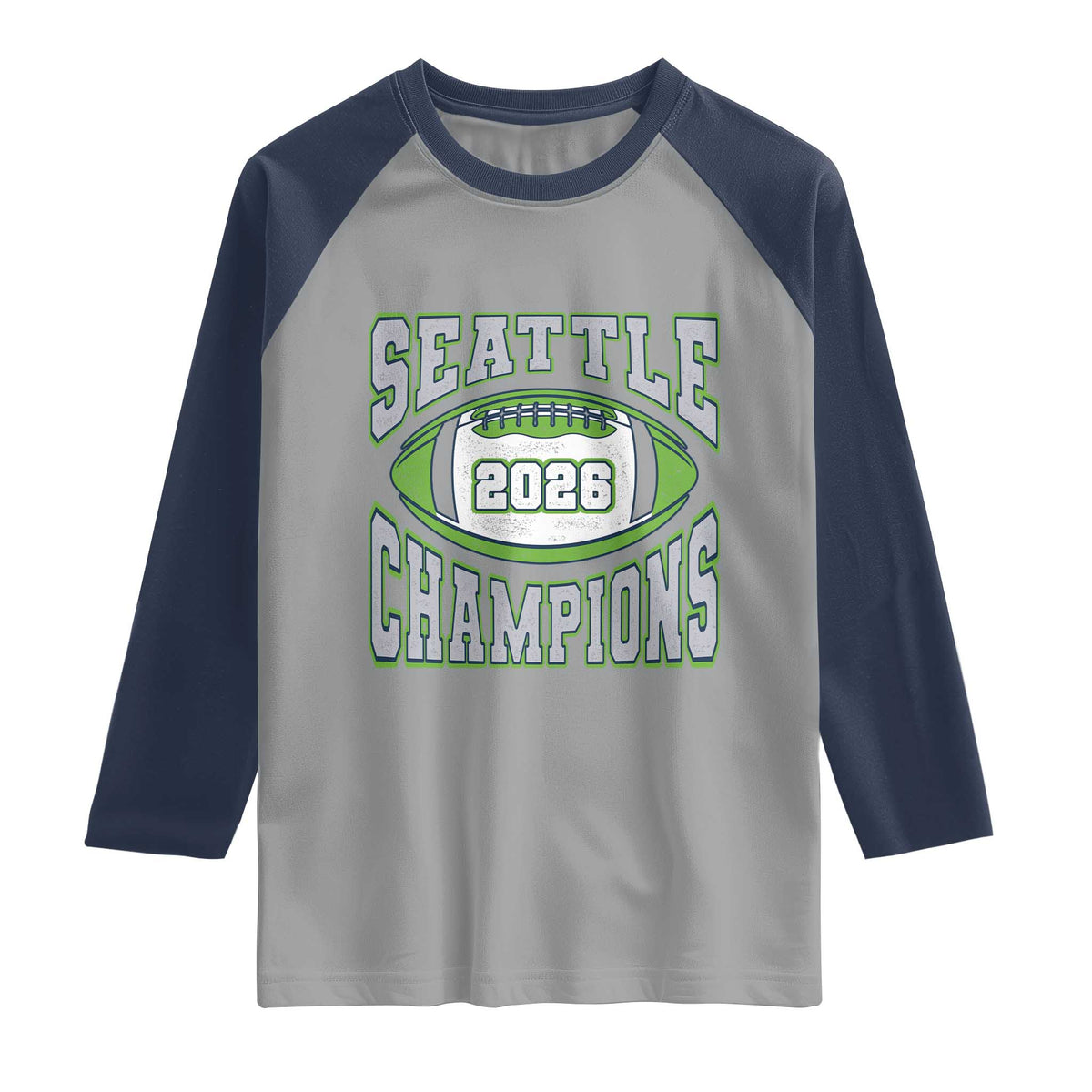 2026 Champion Seattle Raglan Shirt Football Lovers TS10 Sport Gray Navy Print Your Wear