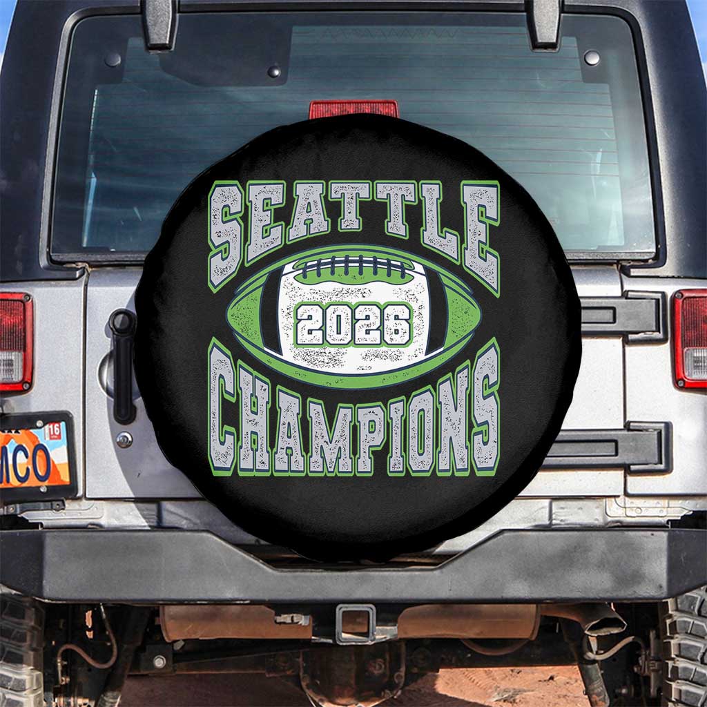 2026 Champion Seattle Spare Tire Cover Football Lovers TS10 No hole Black Print Your Wear