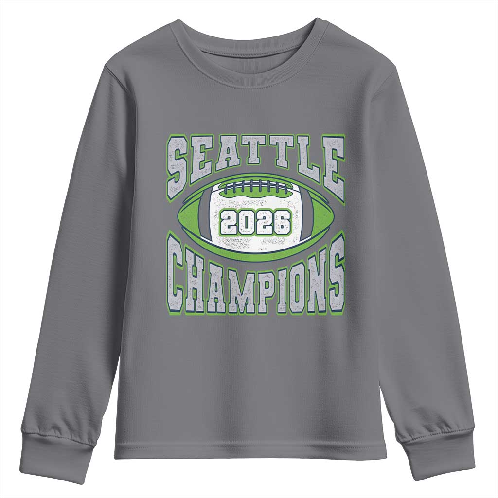 2026 Champion Seattle Youth Sweatshirt Football Lovers TS10 Charcoal Print Your Wear