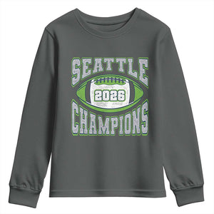 2026 Champion Seattle Youth Sweatshirt Football Lovers TS10 Dark Heather Print Your Wear