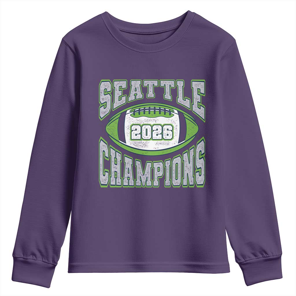 2026 Champion Seattle Youth Sweatshirt Football Lovers TS10 Purple Print Your Wear