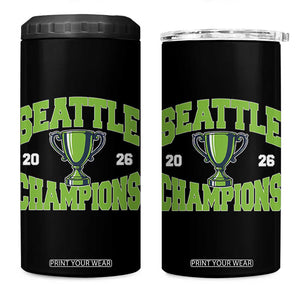 Seattle Champions 2026 4 in 1 Can Cooler Tumbler Retro Gameday Team Fan TS10 One Size: 16 oz Black Print Your Wear