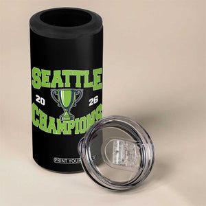 Seattle Champions 2026 4 in 1 Can Cooler Tumbler Retro Gameday Team Fan TS10 Print Your Wear
