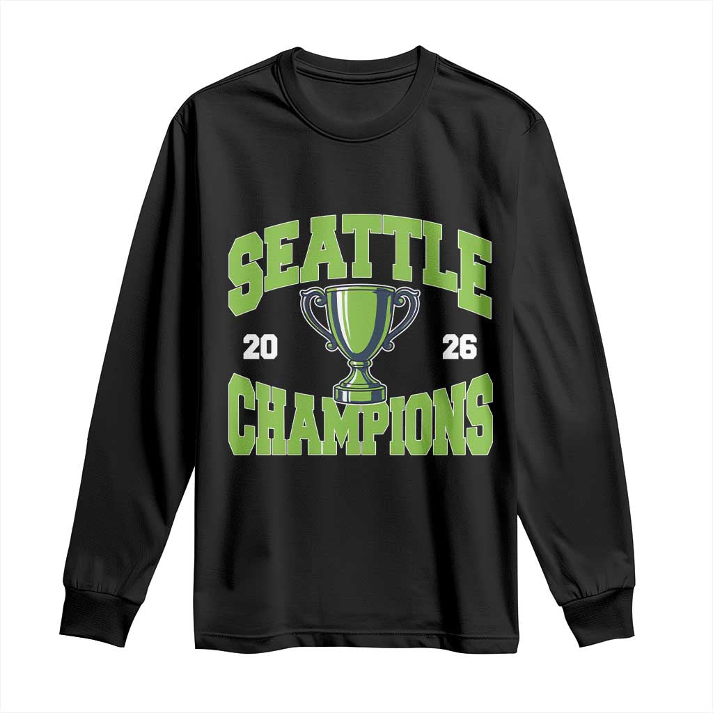 Seattle Champions 2026 Long Sleeve Shirt Retro Gameday Team Fan TS10 Black Print Your Wear