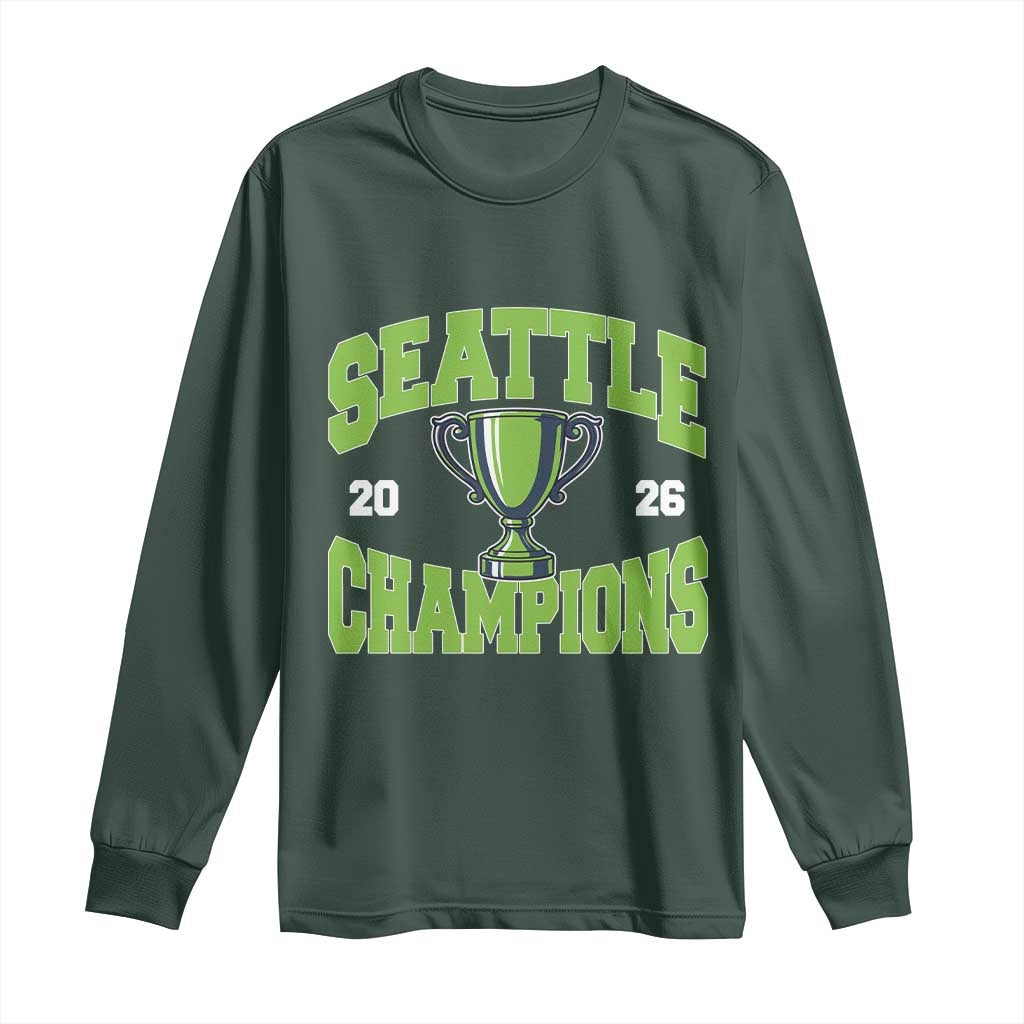 Seattle Champions 2026 Long Sleeve Shirt Retro Gameday Team Fan TS10 Dark Forest Green Print Your Wear