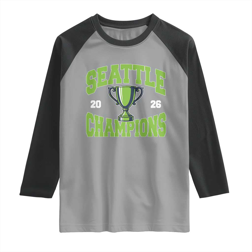 Seattle Champions 2026 Raglan Shirt Retro Gameday Team Fan TS10 Sport Gray Black Print Your Wear