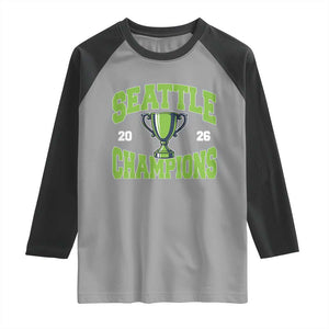 Seattle Champions 2026 Raglan Shirt Retro Gameday Team Fan TS10 Sport Gray Black Print Your Wear