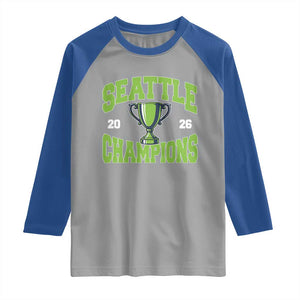 Seattle Champions 2026 Raglan Shirt Retro Gameday Team Fan TS10 Sport Gray Royal Print Your Wear