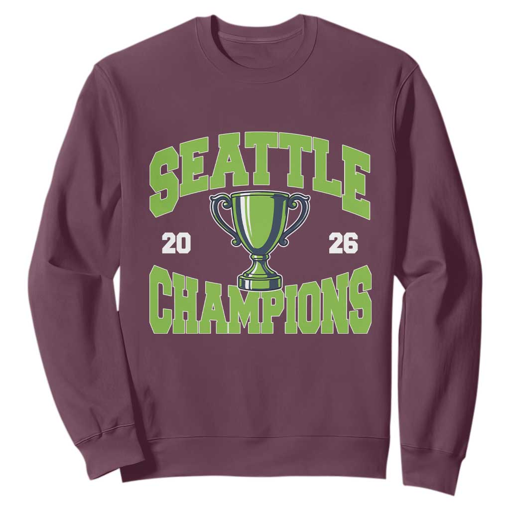 Seattle Champions 2026 Sweatshirt Retro Gameday Team Fan TS10 Maroon Print Your Wear