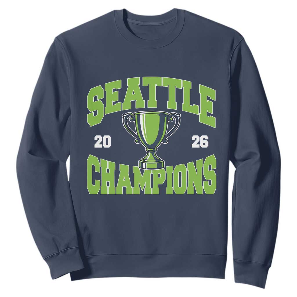 Seattle Champions 2026 Sweatshirt Retro Gameday Team Fan TS10 Navy Print Your Wear