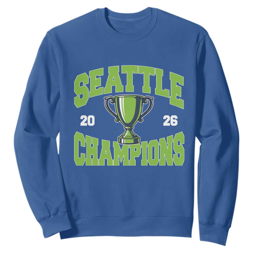 Seattle Champions 2026 Sweatshirt Retro Gameday Team Fan TS10 Royal Blue Print Your Wear