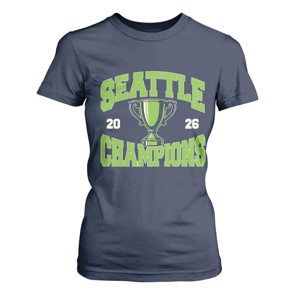Seattle Champions 2026 T Shirt For Women Retro Gameday Team Fan TS10 Navy Print Your Wear
