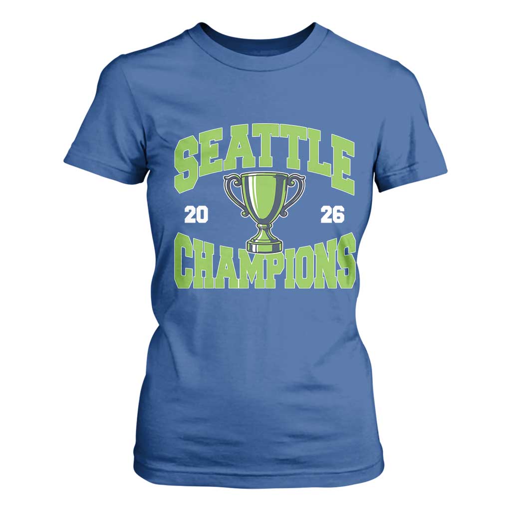 Seattle Champions 2026 T Shirt For Women Retro Gameday Team Fan TS10 Royal Blue Print Your Wear