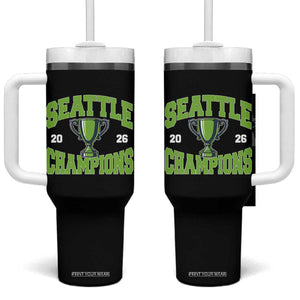 Seattle Champions 2026 Tumbler With Handle Retro Gameday Team Fan TS10 One Size: 40 oz Black Print Your Wear
