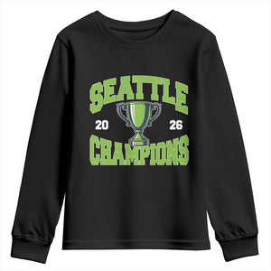 Seattle Champions 2026 Youth Sweatshirt Retro Gameday Team Fan TS10 Black Print Your Wear