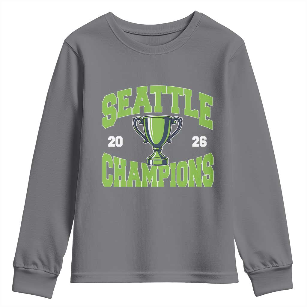 Seattle Champions 2026 Youth Sweatshirt Retro Gameday Team Fan TS10 Charcoal Print Your Wear