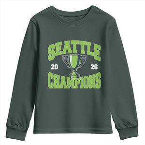Seattle Champions 2026 Youth Sweatshirt Retro Gameday Team Fan TS10 Dark Forest Green Print Your Wear
