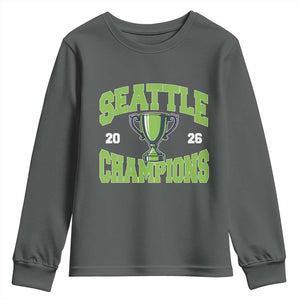 Seattle Champions 2026 Youth Sweatshirt Retro Gameday Team Fan TS10 Dark Heather Print Your Wear