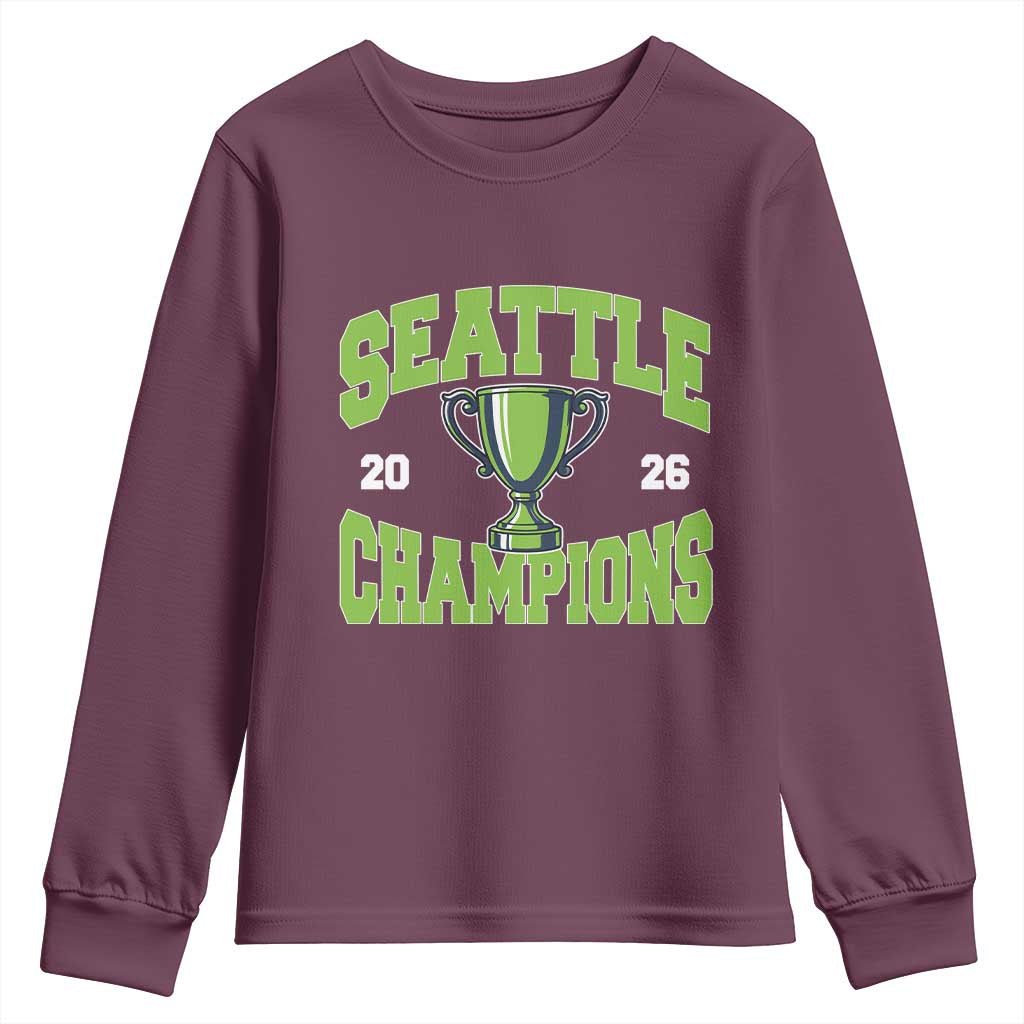 Seattle Champions 2026 Youth Sweatshirt Retro Gameday Team Fan TS10 Maroon Print Your Wear