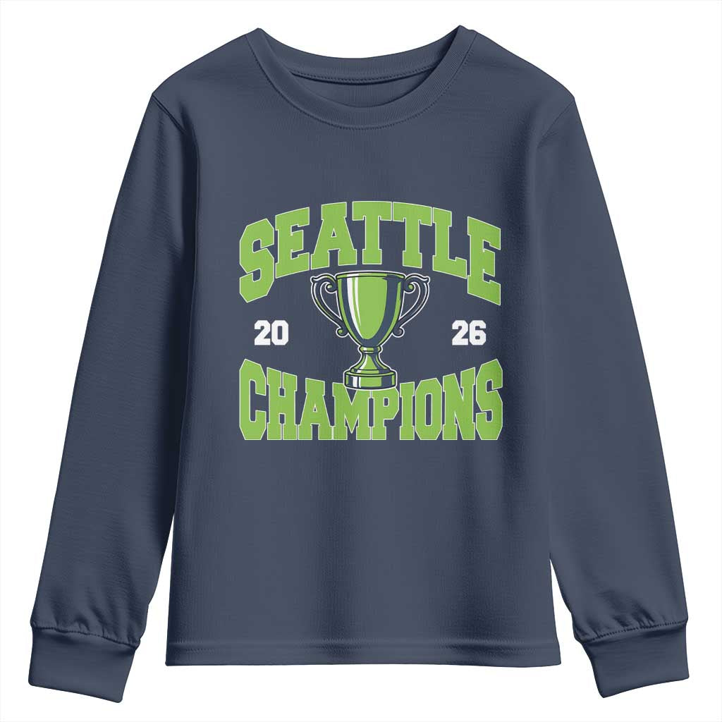 Seattle Champions 2026 Youth Sweatshirt Retro Gameday Team Fan TS10 Navy Print Your Wear