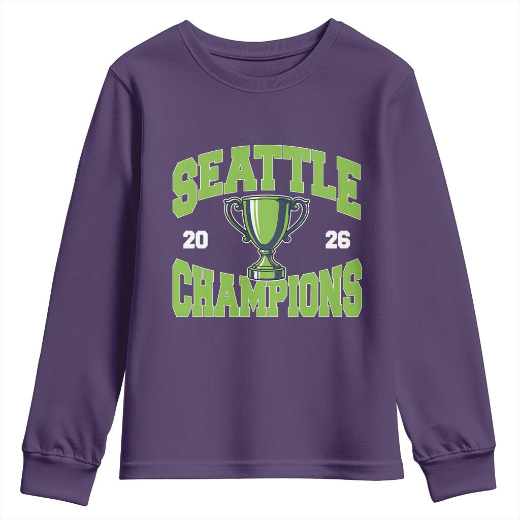Seattle Champions 2026 Youth Sweatshirt Retro Gameday Team Fan TS10 Purple Print Your Wear