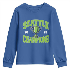 Seattle Champions 2026 Youth Sweatshirt Retro Gameday Team Fan TS10 Royal Blue Print Your Wear