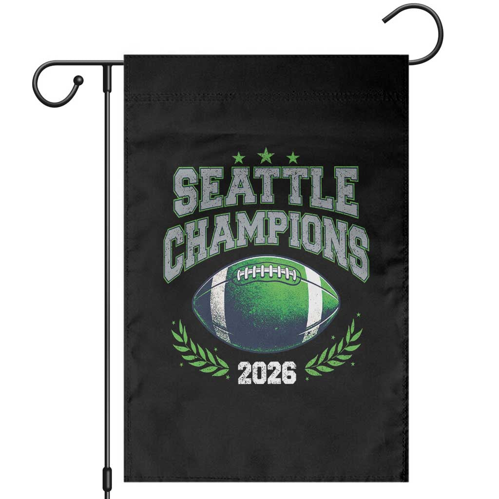 Seattle Champions 2026 Garden Flag Retro Gameday Football Team Fan TS10 Black Print Your Wear