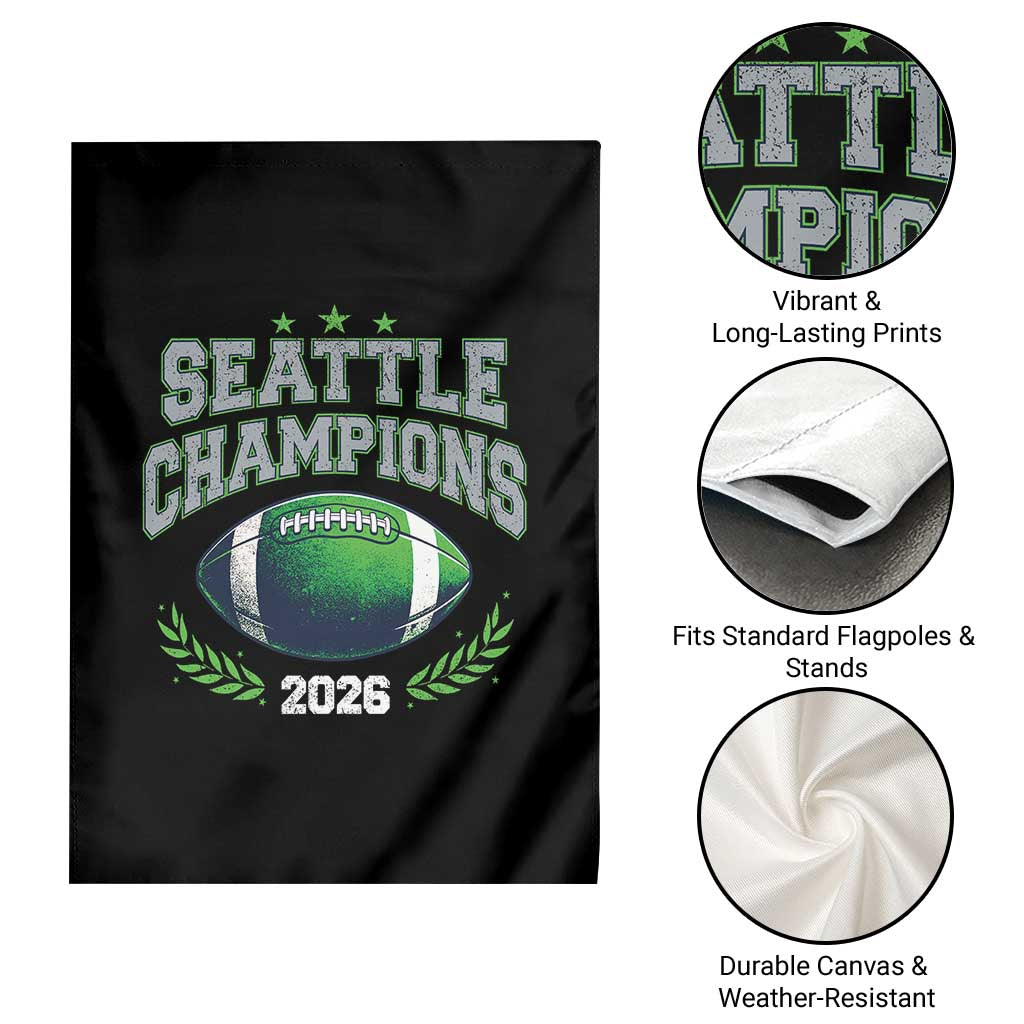 Seattle Champions 2026 Garden Flag Retro Gameday Football Team Fan TS10 Print Your Wear