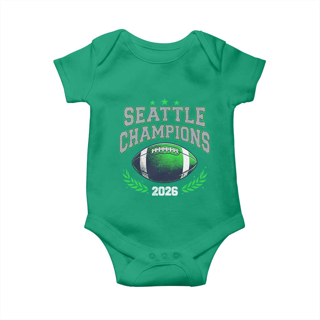 Seattle Champions 2026 Baby Onesie Retro Gameday Football Team Fan TS10 Irish Green Print Your Wear