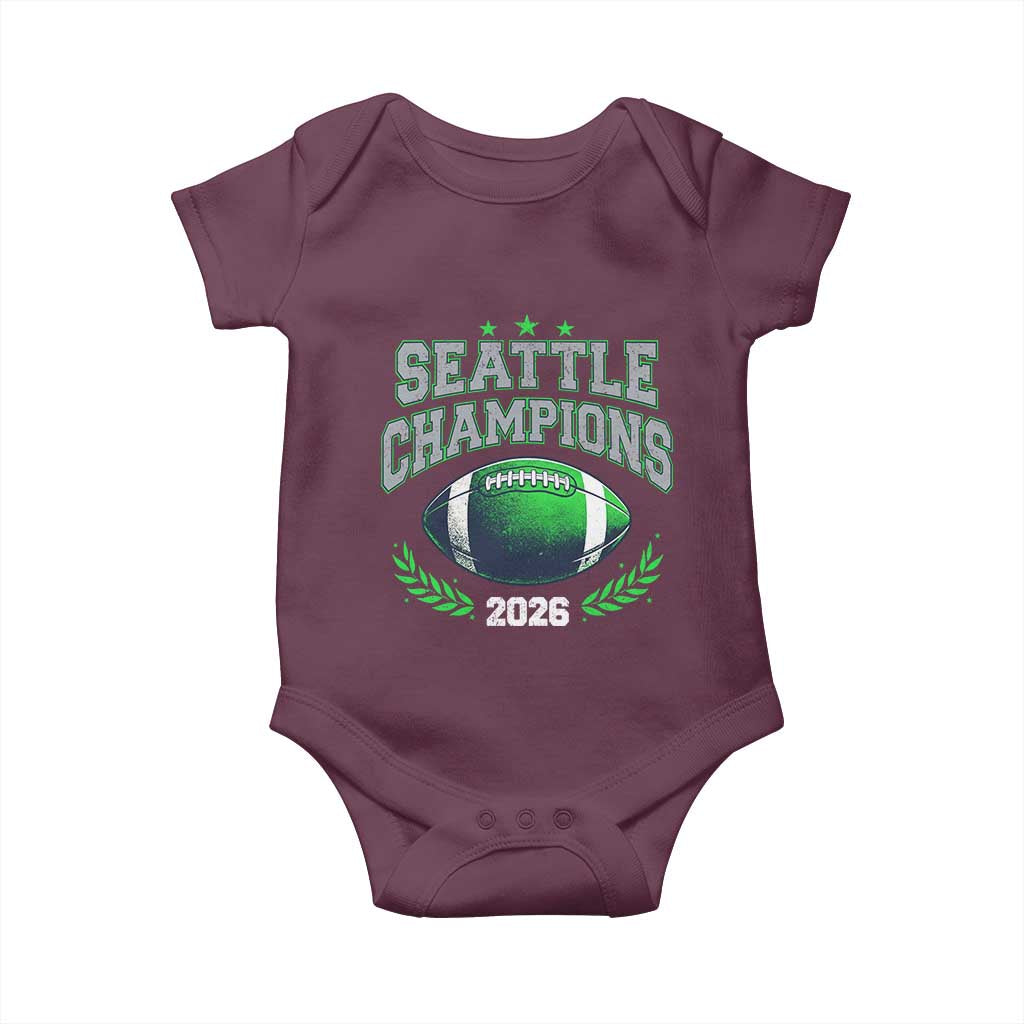 Seattle Champions 2026 Baby Onesie Retro Gameday Football Team Fan TS10 Maroon Print Your Wear