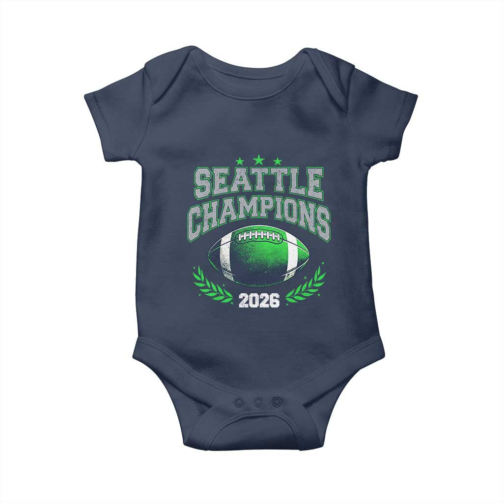 Seattle Champions 2026 Baby Onesie Retro Gameday Football Team Fan TS10 Navy Print Your Wear