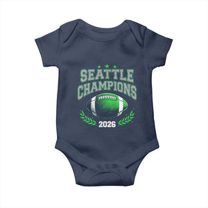 Seattle Champions 2026 Baby Onesie Retro Gameday Football Team Fan TS10 Navy Print Your Wear