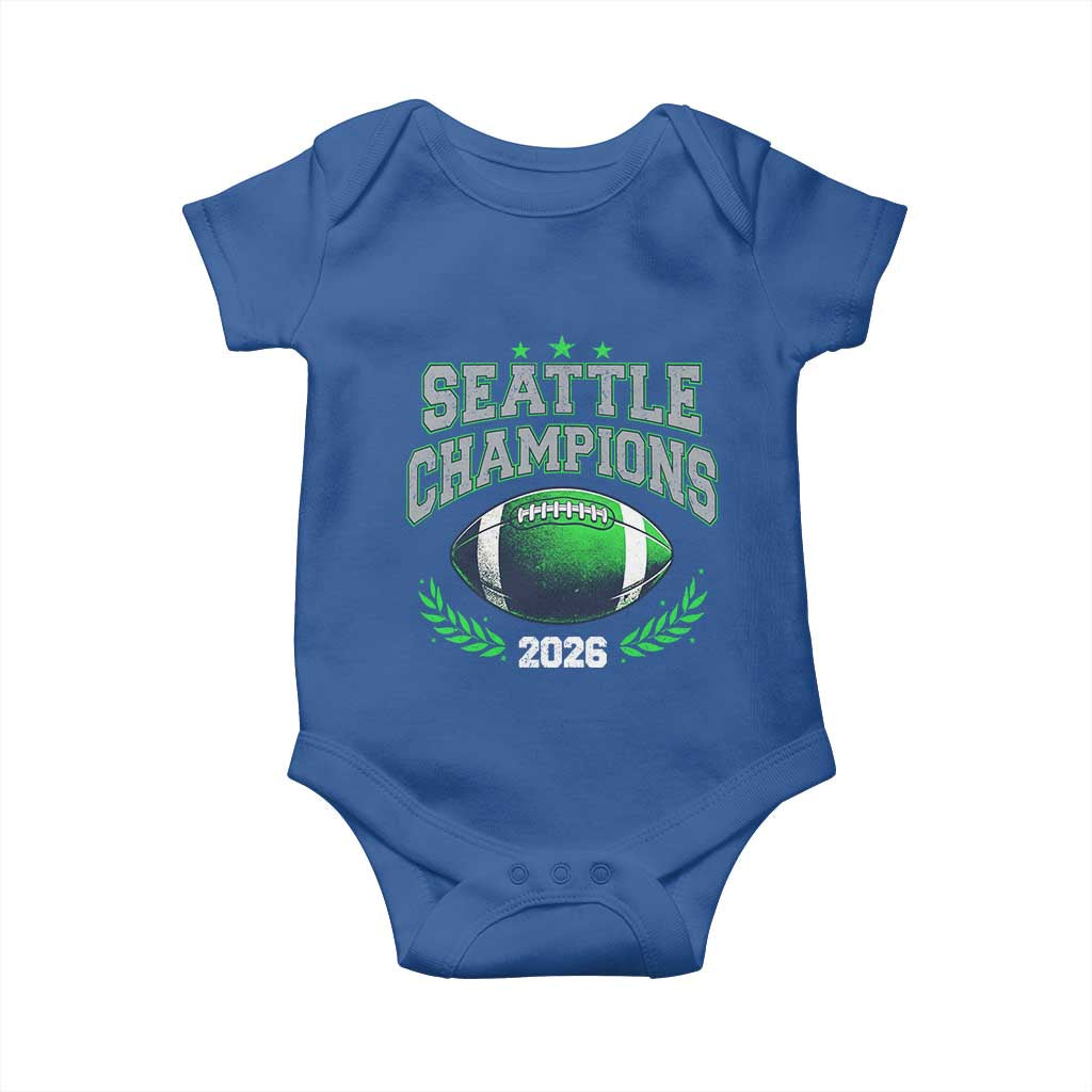 Seattle Champions 2026 Baby Onesie Retro Gameday Football Team Fan TS10 Royal Blue Print Your Wear
