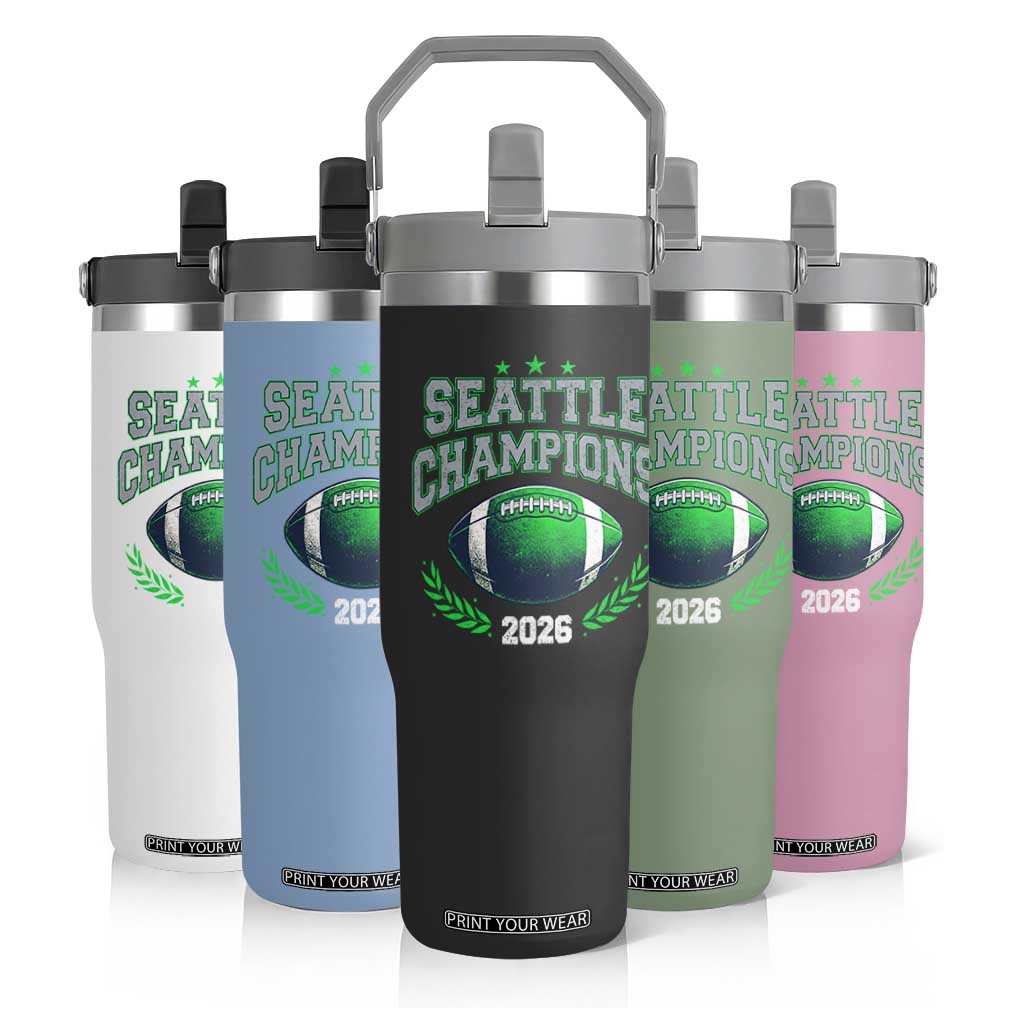 Seattle Champions 2026 Flip Straw Tumbler Retro Gameday Football Team Fan TS10 Print Your Wear