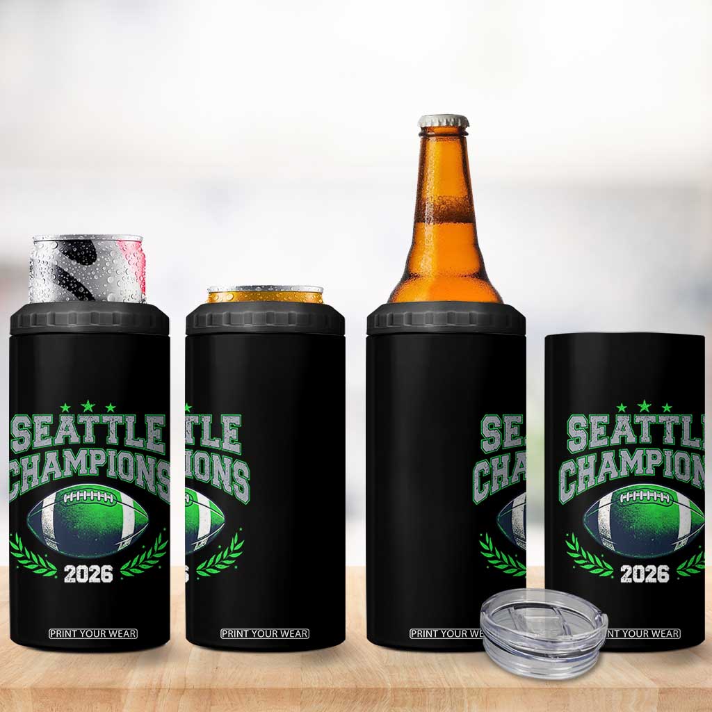 Seattle Champions 2026 4 in 1 Can Cooler Tumbler Retro Gameday Football Team Fan TS10 Print Your Wear
