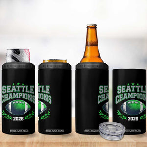 Seattle Champions 2026 4 in 1 Can Cooler Tumbler Retro Gameday Football Team Fan TS10 Print Your Wear