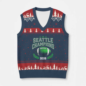 Seattle Champions 2026 V-Neck Knit Sweater Vest Retro Gameday Football Team Fan TS10 Navy Red Print Your Wear