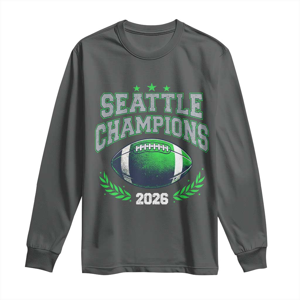 Seattle Champions 2026 Long Sleeve Shirt Retro Gameday Football Team Fan TS10 Dark Heather Print Your Wear