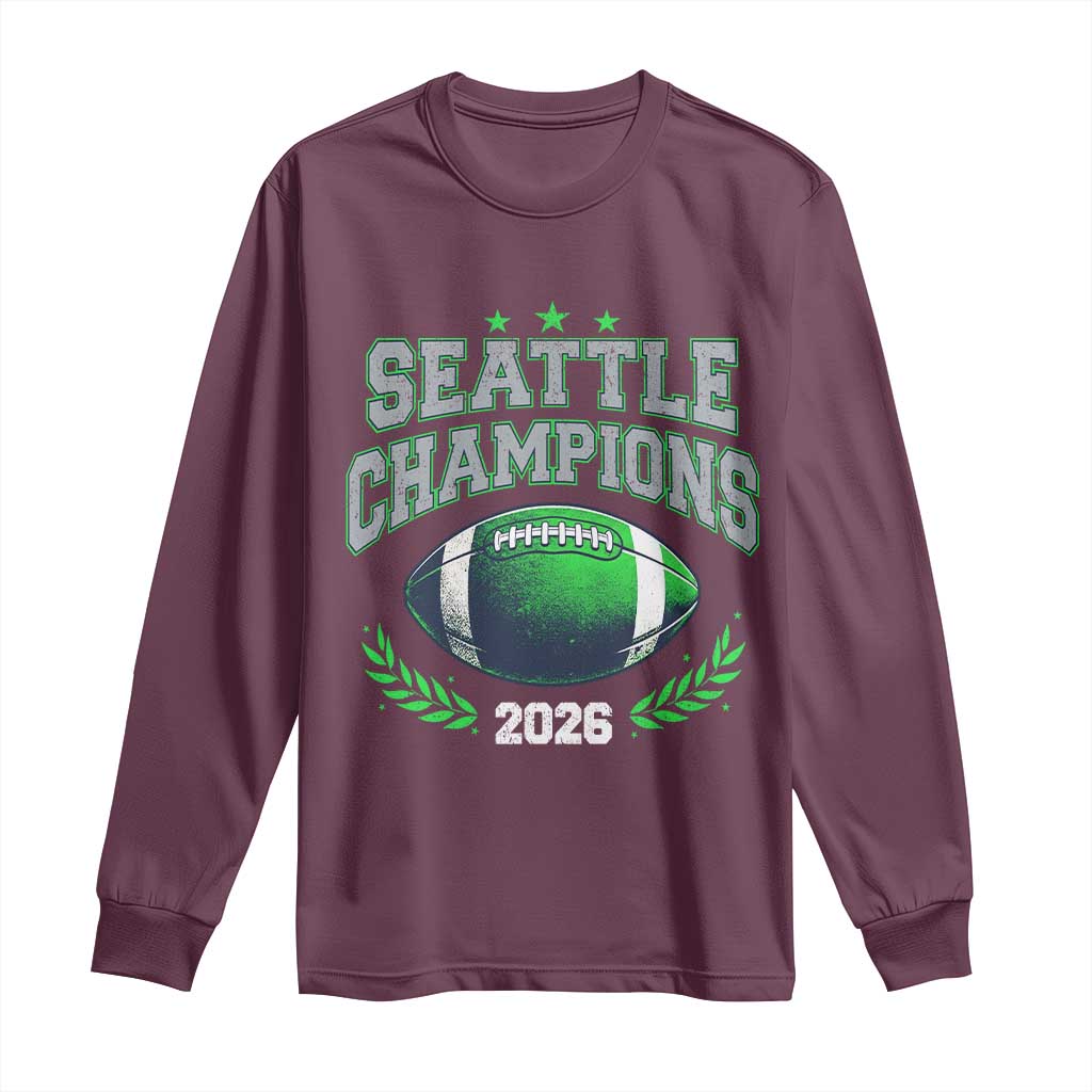 Seattle Champions 2026 Long Sleeve Shirt Retro Gameday Football Team Fan TS10 Maroon Print Your Wear