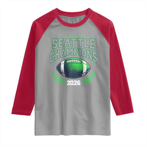 Seattle Champions 2026 Raglan Shirt Retro Gameday Football Team Fan TS10 Sport Gray Red Print Your Wear