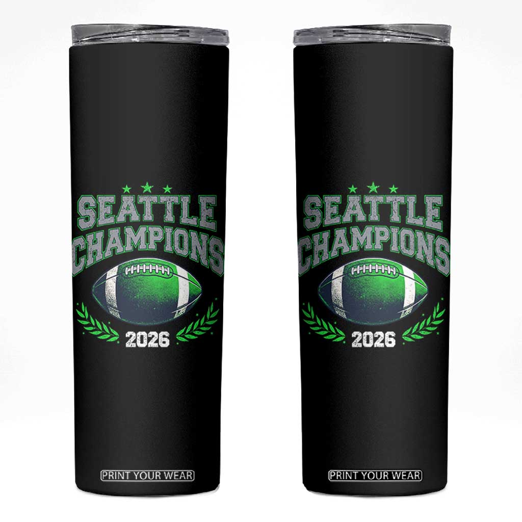 Seattle Champions 2026 Skinny Tumbler Retro Gameday Football Team Fan TS10 Black Print Your Wear