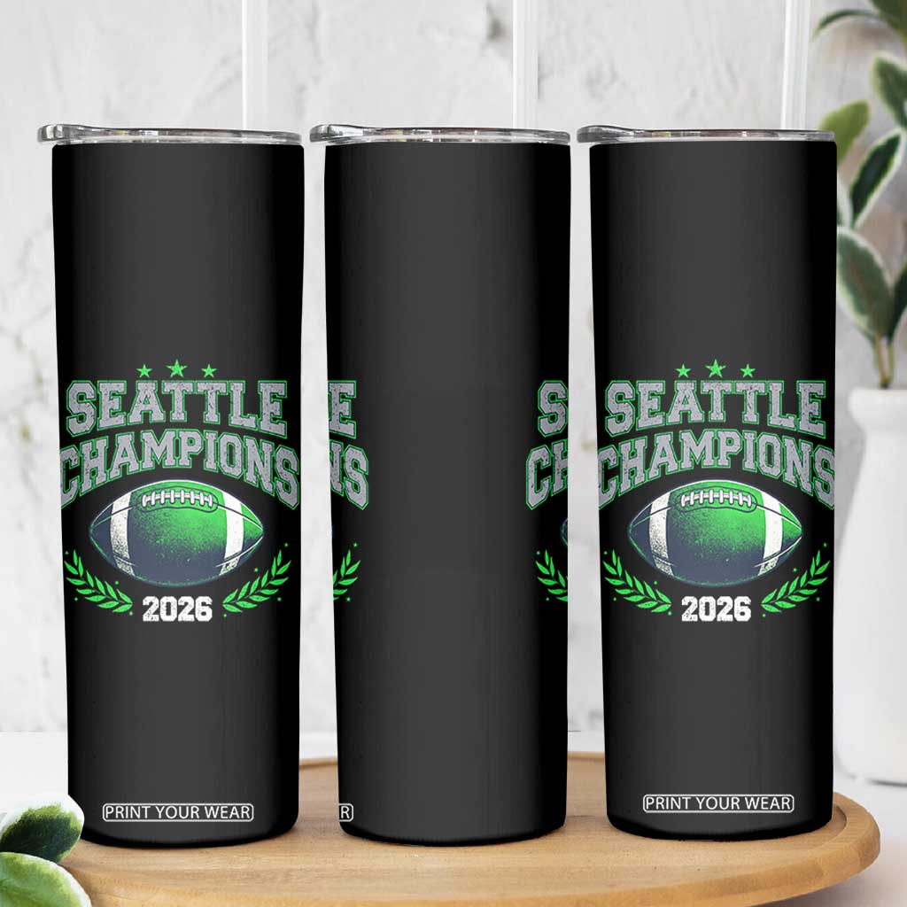 Seattle Champions 2026 Skinny Tumbler Retro Gameday Football Team Fan TS10 Print Your Wear