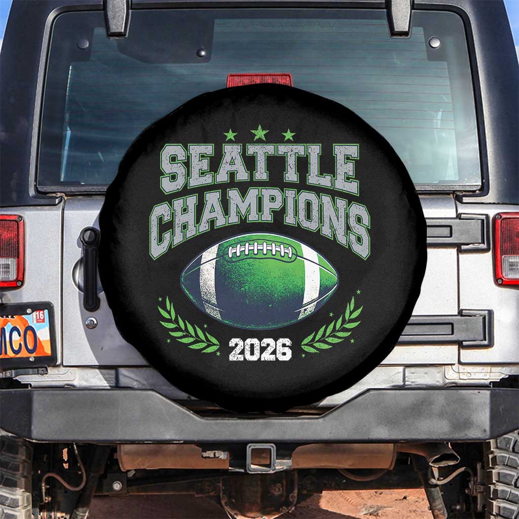 Seattle Champions 2026 Spare Tire Cover Retro Gameday Football Team Fan TS10 No hole Black Print Your Wear