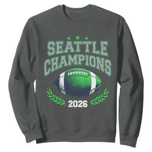 Seattle Champions 2026 Sweatshirt Retro Gameday Football Team Fan TS10 Dark Heather Print Your Wear