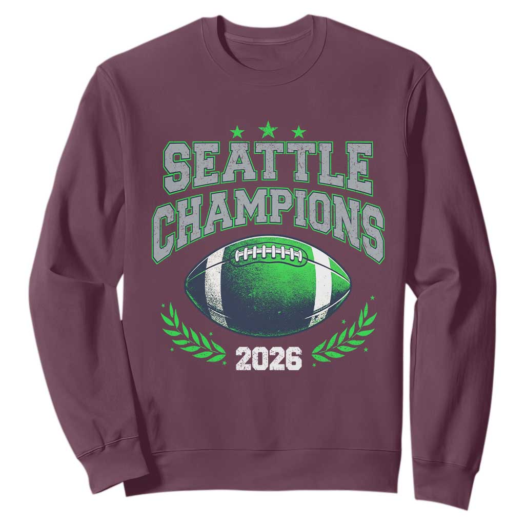 Seattle Champions 2026 Sweatshirt Retro Gameday Football Team Fan TS10 Maroon Print Your Wear