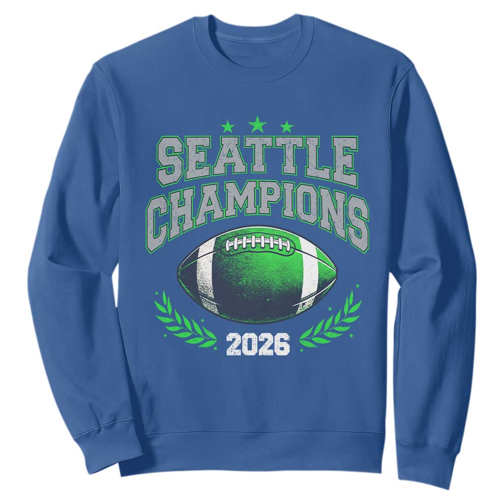 Seattle Champions 2026 Sweatshirt Retro Gameday Football Team Fan TS10 Royal Blue Print Your Wear