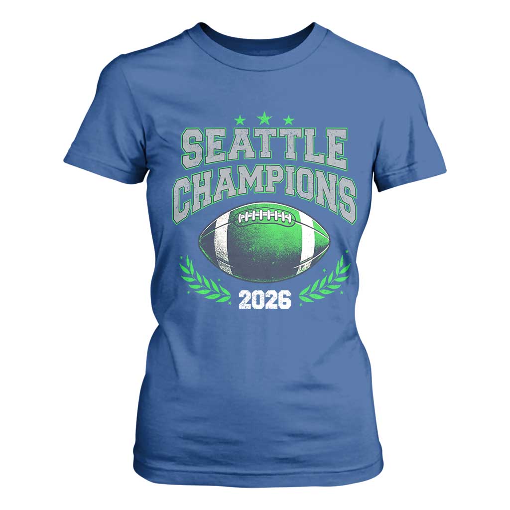 Seattle Champions 2026 T Shirt For Women Retro Gameday Football Team Fan TS10 Royal Blue Print Your Wear