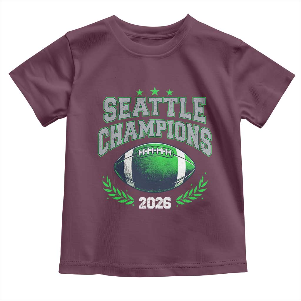 Seattle Champions 2026 Toddler T Shirt Retro Gameday Football Team Fan TS10 Maroon Print Your Wear