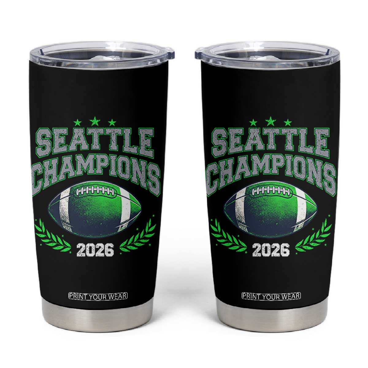 Seattle Champions 2026 Tumbler Cup Retro Gameday Football Team Fan TS10 Black Print Your Wear